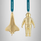 Christmas Spaceman & Rocket Golden Ornament